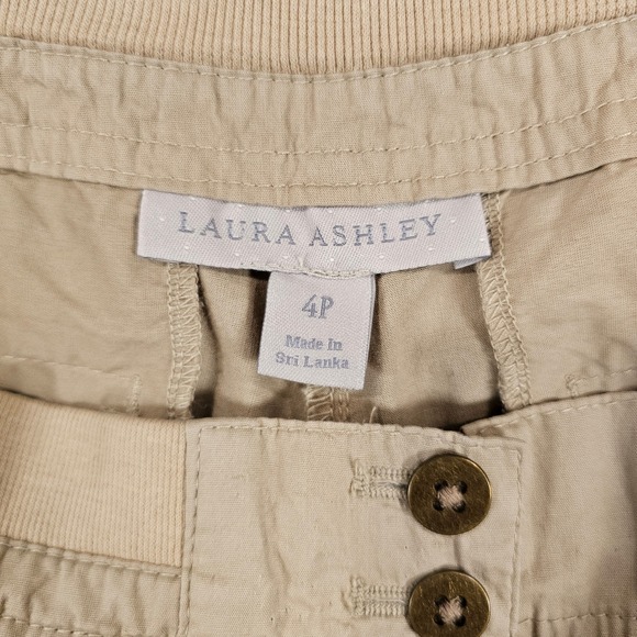 Boho Beach Khaki Cargo Capri Pants Women 4P Tan Utility Cropped Trousers Pockets - Picture 8 of 9
